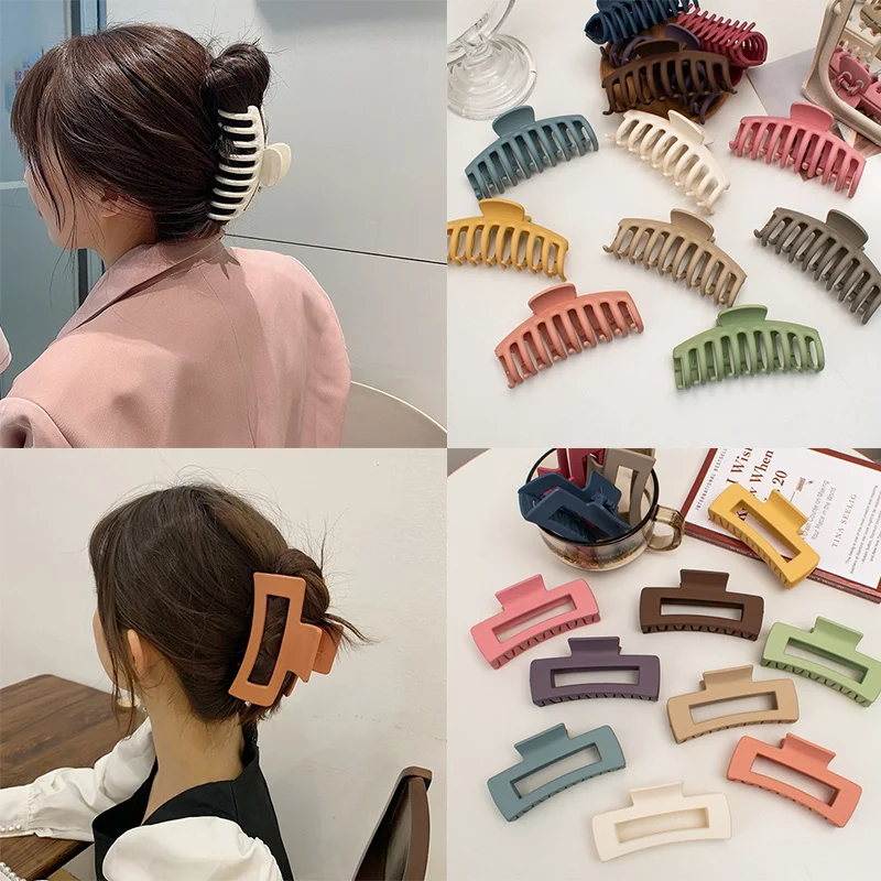 

New WOmen Girls Acrylic Big Hair Claw Clips/Barrettes Frosted Solid Color Claw Clip Hairpin Hair Crab Fashion Hair Accessories