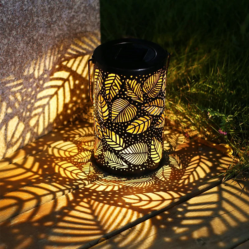 Vintage Retro Solar Lantern Light Outdoor Garden Metal Leaf Shadow Hanging For Home Patio Yard Pathway | Освещение