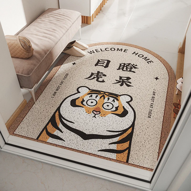 CCTM Doormat Carpet Home Cute Tiger PVC Silk Loop Floor Entrance Mats Living Room Bedroom Bathroom Non-Slip Door | Дом и сад