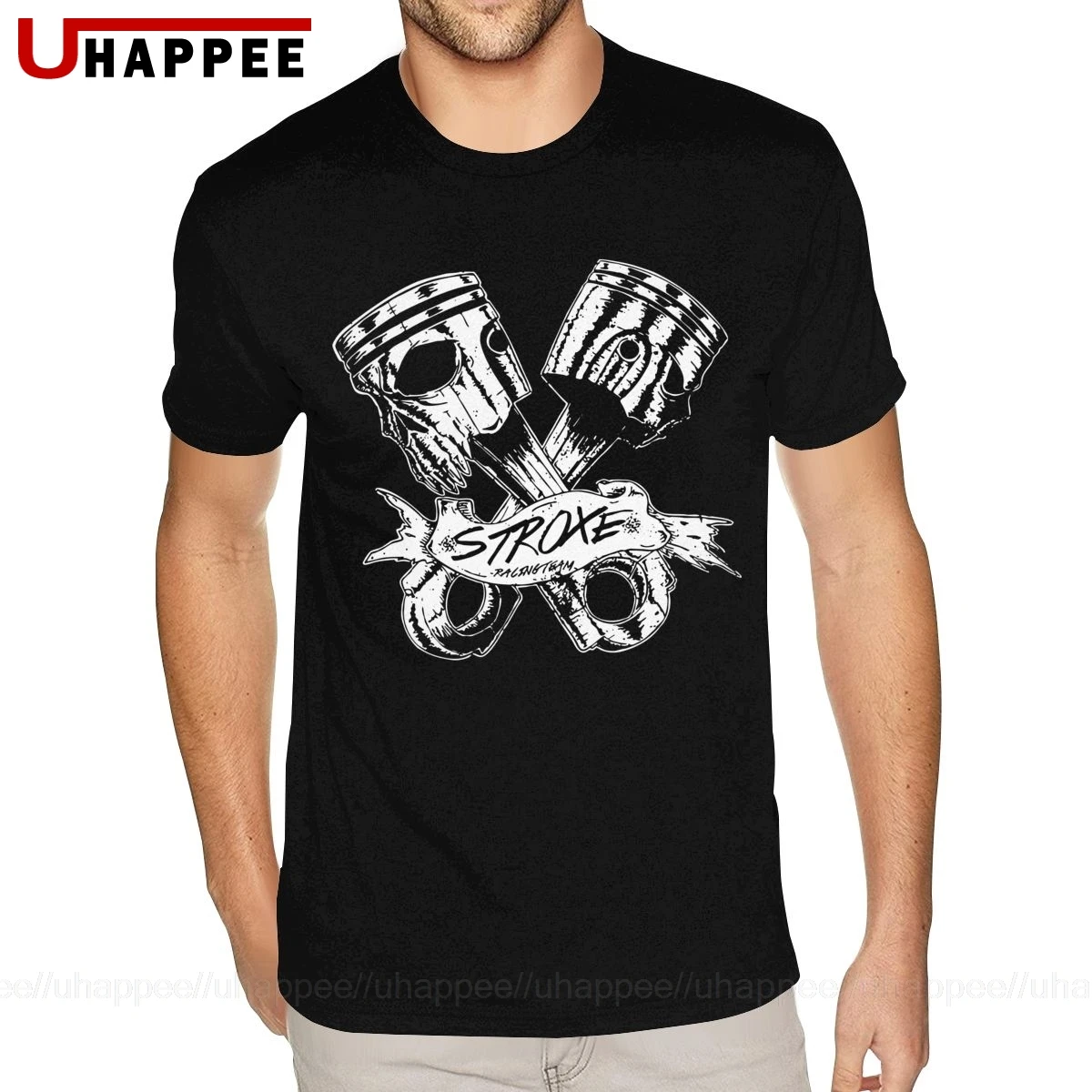 Футболка мужская с принтом черепа рокабилли коротким рукавом | Мужская одежда