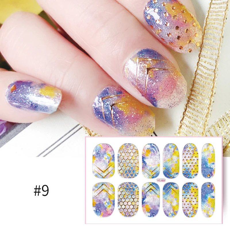 1 лист накладные ногти обертывания наклейки самоклеющиеся клейкий трансферный