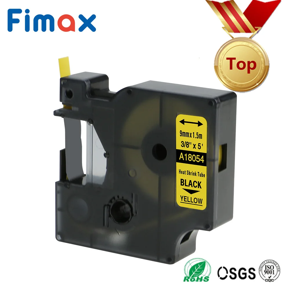 Black on Yellow Fimax 1 шт. 18051 18052 совместимый для Dymo промышленный терм усадочная трубка для Dymo 18053 18054 18055 18056 Dymo носорог принтер для печати этикеток - Цвет: Black on Yellow