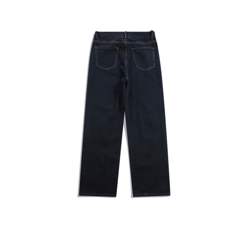 2021 New Arrival Letter Graffiti Print Hole Ripped Cotton Men Straight Jeans Trousers Washed Casual Denim Pants Pantalon Homme