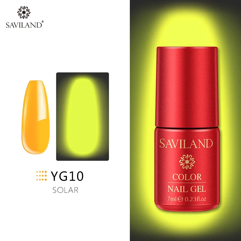 7ml YG10 Светящийся лак для ногтей SAVILAND, не протирает верхнее покрытие, 6 цветов, светящийся в темноте, Гель-лак для ногтей, отмачиваемый, УФ-Гель-лак, блеск в темноте - Цвет: 7ml YG10