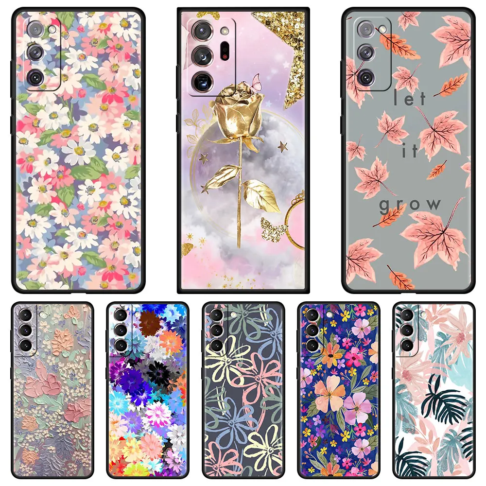 

Shockproof Case for Samsung Galaxy S20 FE S21 Ultra S10 S10e S9 S8 Plus S7 Edge Soft Capa Cute Flower Leaft Cute Phone Cover