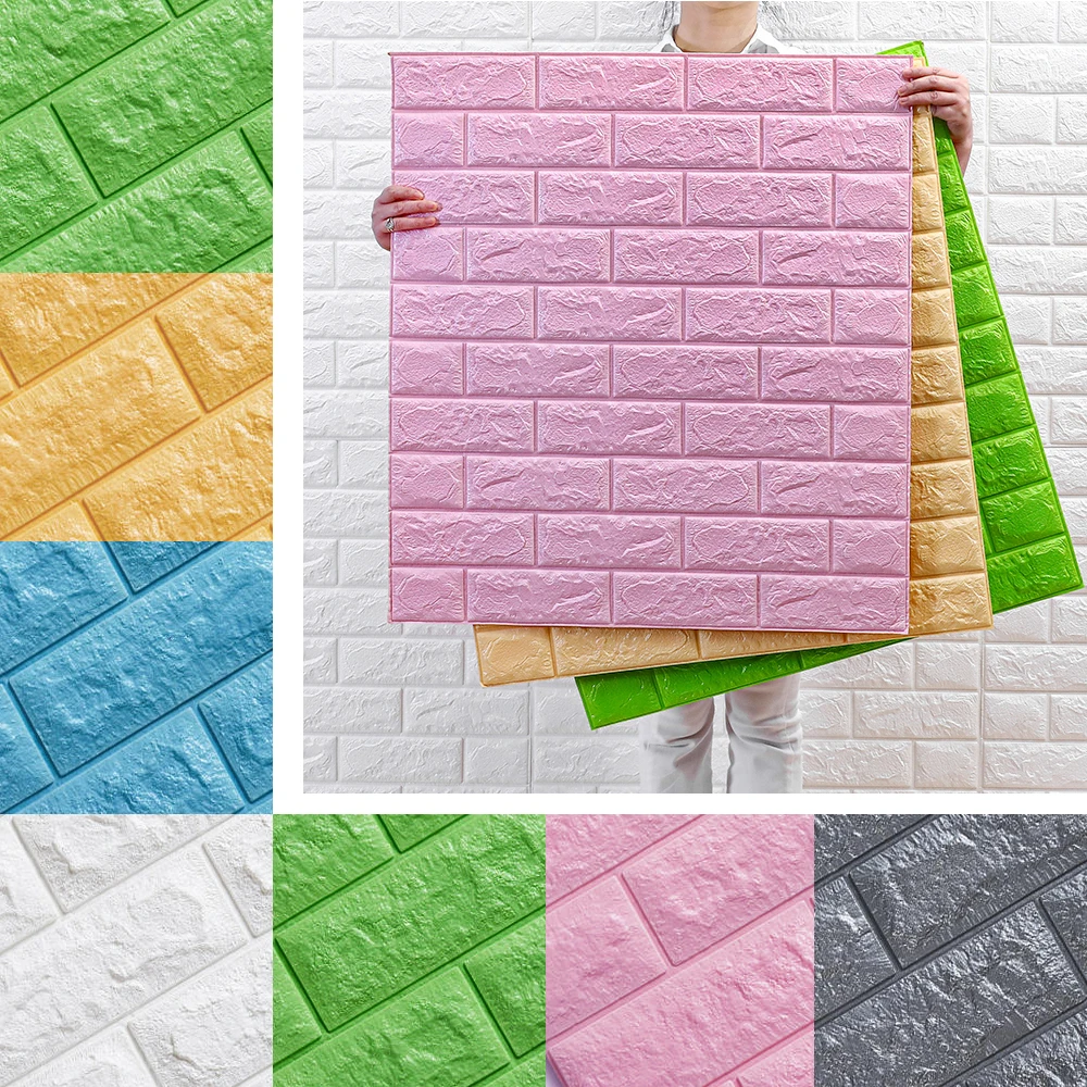 

15pcs 3D Brick Pattern Wallpapers for TV background Living Room Wall Decor DIY Self-adhesive Waterproof PE Foam Wall Stickers
