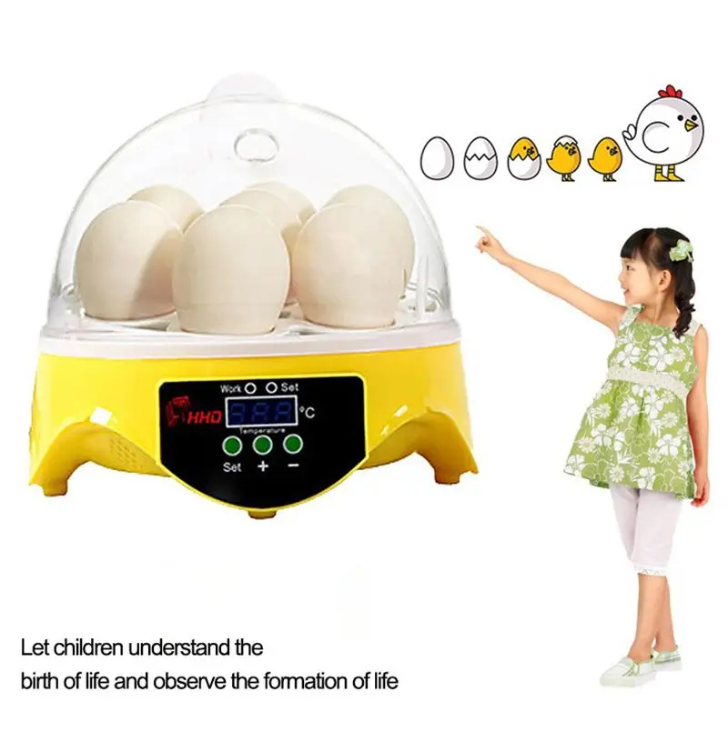 

Mini 7 Eggs Incubator Poultry Hatching Machine Farm Automatic Intelligent Temperature Incubation Brooder for Chicken Duck Bird