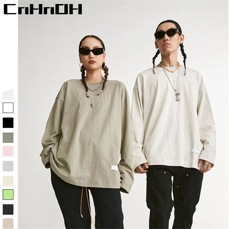 

CnHnOH New Arrival fashion men's Long Hoodies Solid Color Cotton Oversized Top Unisex Clothing M0100
