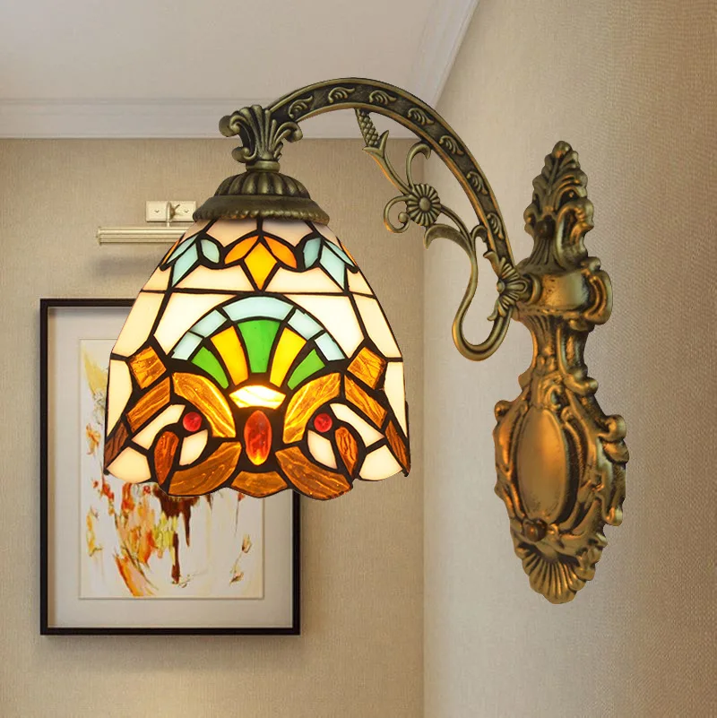 

Tiffany Restaurant Corridor Baroque Bedroom Study Living Room Wall Light Color Glass Wall Lamp