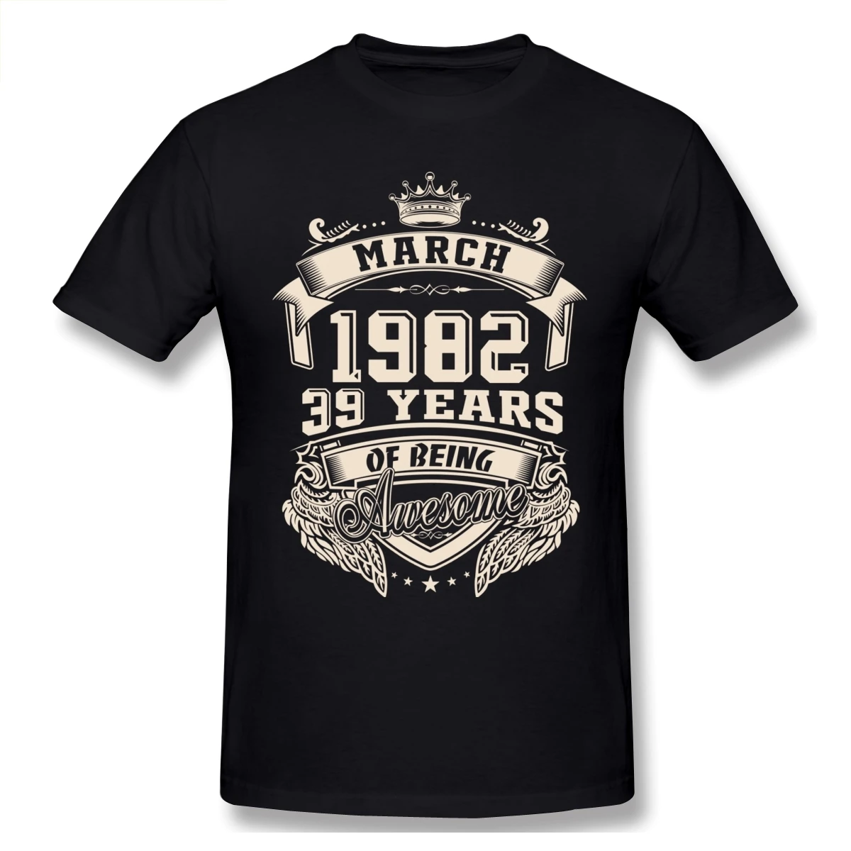 

Custom Logo Born In March 1982 39 Years Of Being Awesome T Shirt Oversize Cotton Crewneck Custom Short Sleeve T Shirt Men