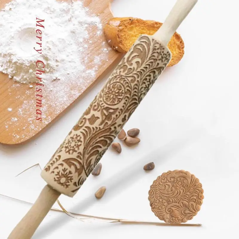 Рождественское тиснение Скалка выпечки печенье лапша фондан пирог