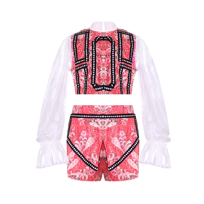 Танцевальный костюм в стиле хип хоп для девочек Цвет розовый красный Детская