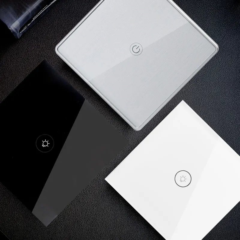 Серебряный умный выключатель света ЕС/Великобритания Wifi сенсорная стеклянная