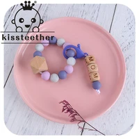 kissteether baby teether bracelet bpa free silicone beads beech wooden teether soother molar teething toys lobster clasp rattles