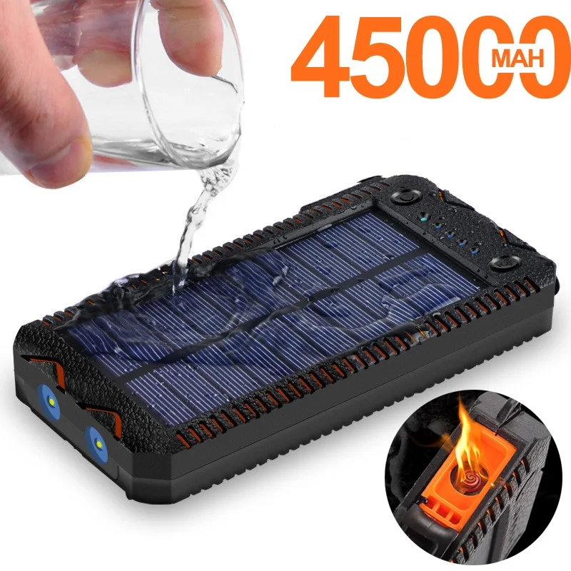 Водонепроницаемый внешний аккумулятор на солнечной батарее 45000 мАч|Внешние