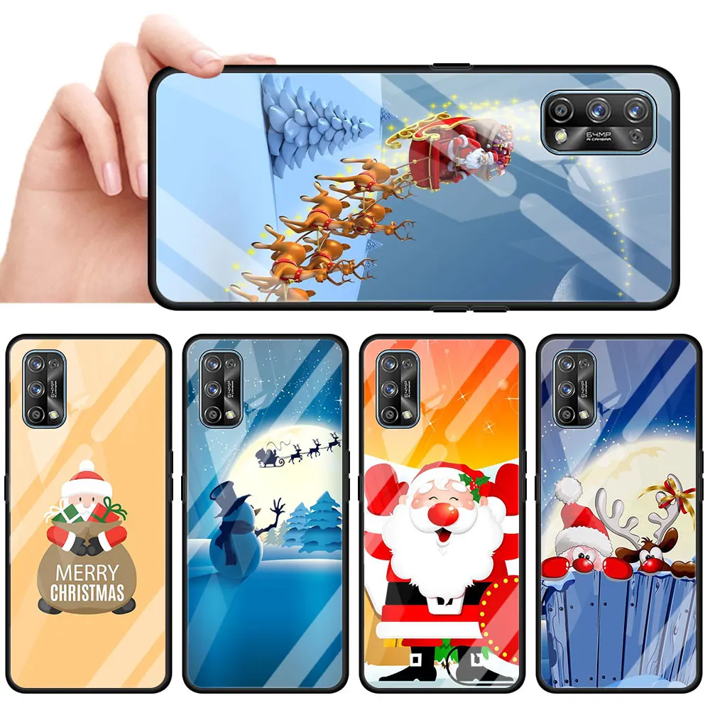 

Santa Claus Silicone Phone Case for Realme 8 7 6 5 X7 X50 Pro 7i GT Neo XT GT Master Explorer Black TPU Soft Funda Cover