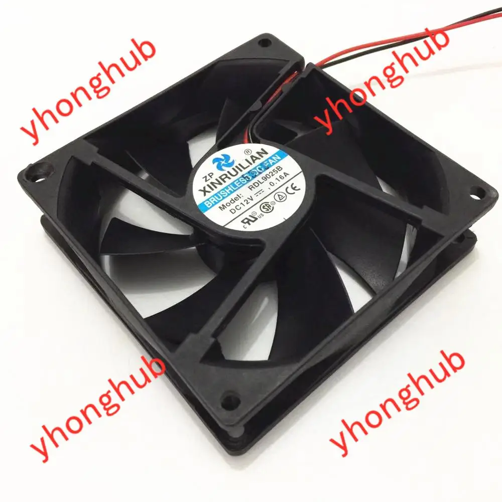 Xinruilian RDL9025B DC 12V 0.16A Размеры: 90x90x25 мм 2 провод охлаждающий вентилятор