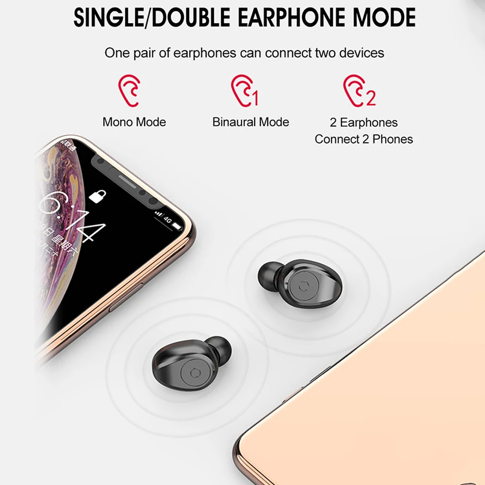 Беспроводные наушники Bluetooth 5,0 F9 TWS, беспроводные Bluetooth наушники, светодиодный дисплей, 2000 мАч, внешний аккумулятор, игровая гарнитура с микрофоном