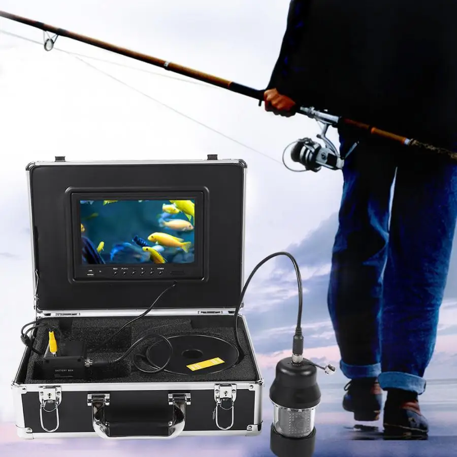 Online Alta Gama 7 Pulgadas 50m Cámara De Pesca Submarina 38 LEDs Buscador De Peces 360 Grados Buscador De Peces Bajo El Agua Fotografía Buscador De Peces