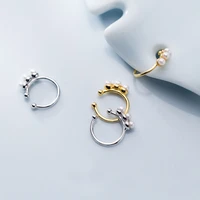 real 925 sterling silver mini pearls ear cuff wrap earrings dainty seashell pearls c shape cartilage earrings for women