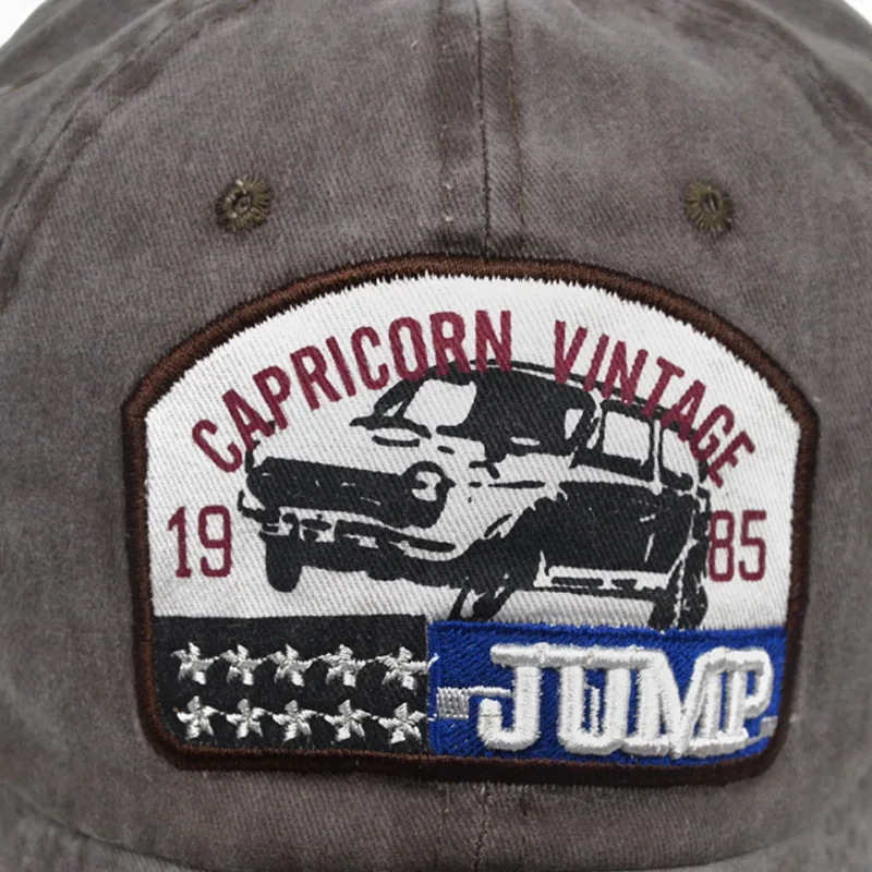 Embroidered Letters JUMP1985 Denim Old Washed Baseball Cap Ladies Wild Bones Daddy Men's Hip Hop Skully | Аксессуары для