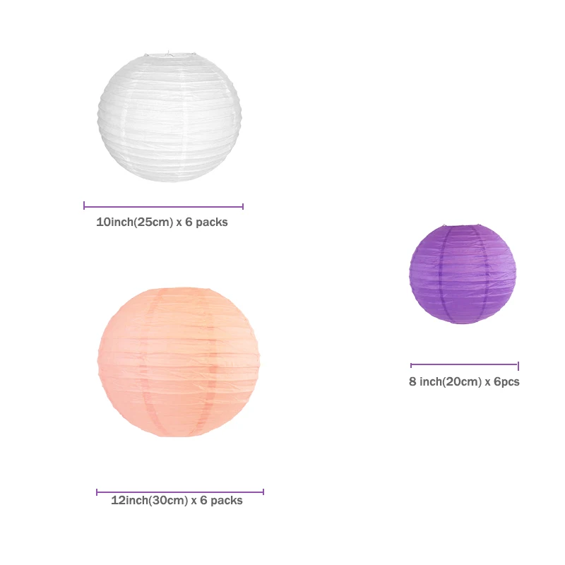 18 шт бумажный фонарь s смешанный размер китайский японский персиковый фиолетовый