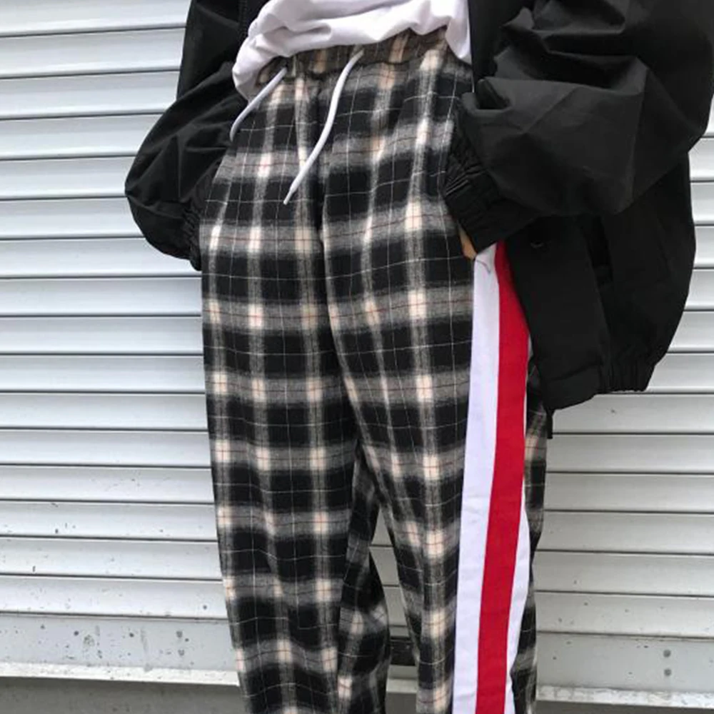 

Dark Icon Side Stripe Patchwork Girl Pants Streetwear Women Pants Girl Boy Students Trousers