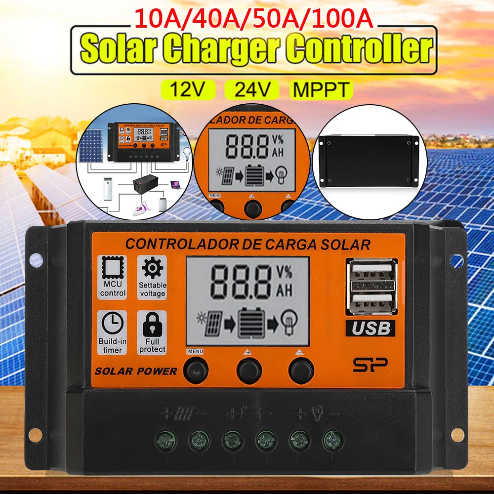 10-100A solar panel voltage regulator charging controller DC12/24V automatic focus tracking PWM mode | Автомобили и мотоциклы