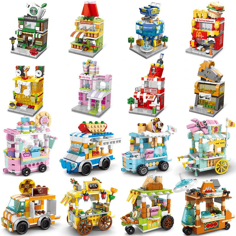 Конструктор мини-уличный магазин с видом рынка креативная архитектура мороженое