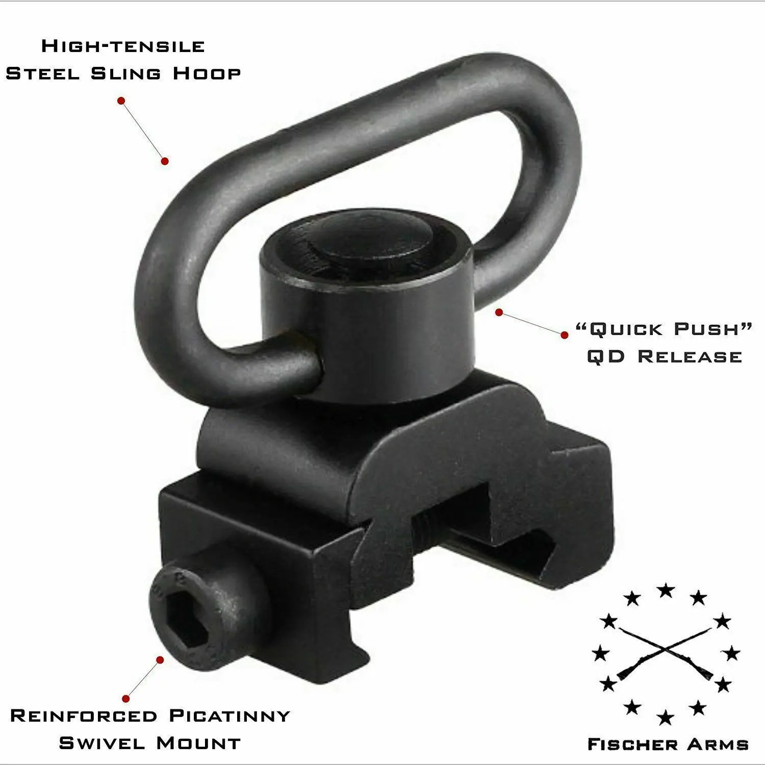 

QD Sling Swivel Heavy Detachable Adapter Duty Quick Detach Push Button With Base 20MM Picatinny Weaver Rail Mount For Rifle