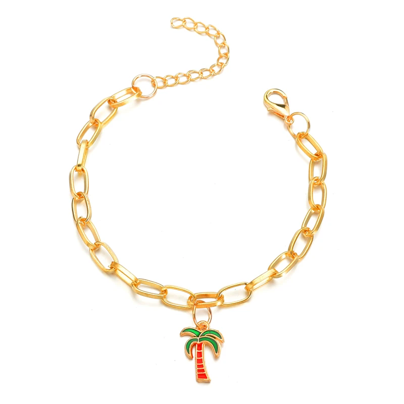 Шарм дерево форма Браслеты с подвесками для мужчин золотой цвет регулируемый