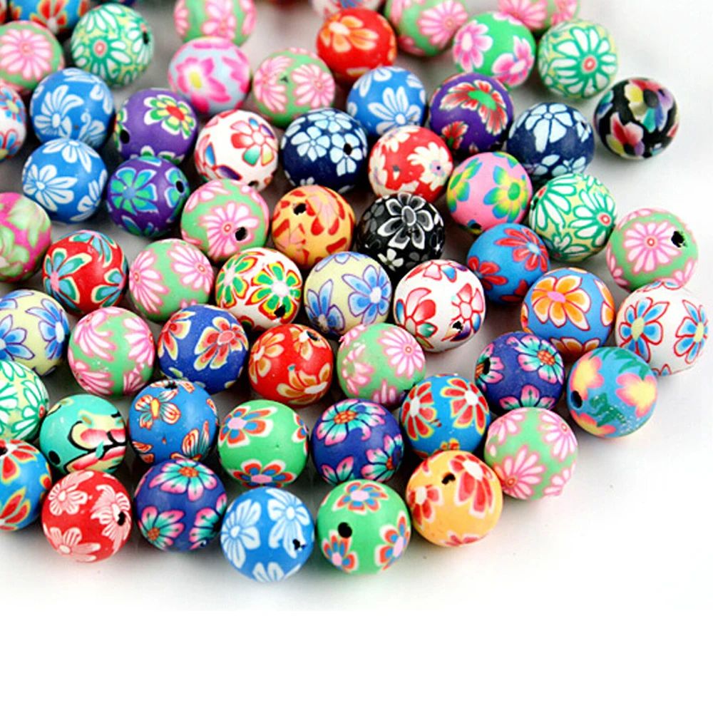 Бусины круглые из полимерной глины 12 мм 50 шт.|loose beads|beads for jewelry makingbeads |