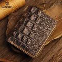 handmade genuine leather mens wallet womens wallet crocodile pattern short wallet males purse with 6 credit card slots money