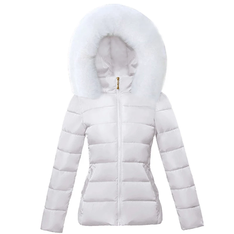 

Big Fur 2021 New European Fashion White Women's Jacket Plus size 6XL Woman Parkas Female Warm Winter Coat Hooded Women Outerwear