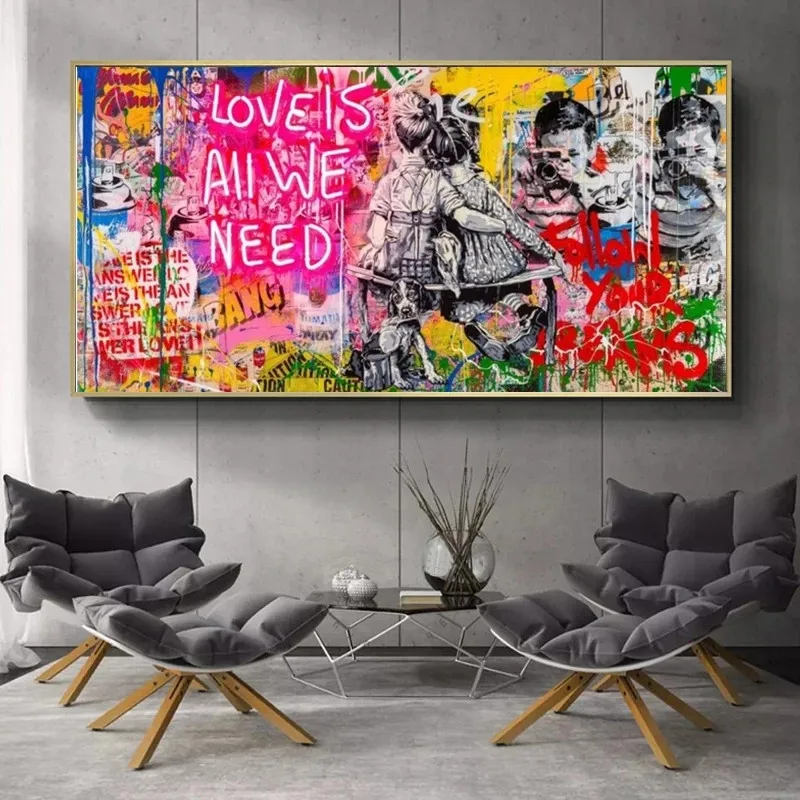 

Banksy Street Art Love Is All We Need Canvas Painting Poster Prints Graffiti Wall Art Picture Home Decoration Room Decor Cuadros