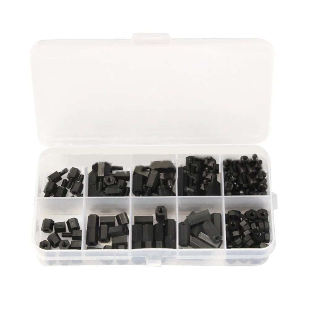 

180 Pcs M2 M2.5 M3 M4 Female Male Hex Plastic Nylon Stand Off Spacer Column