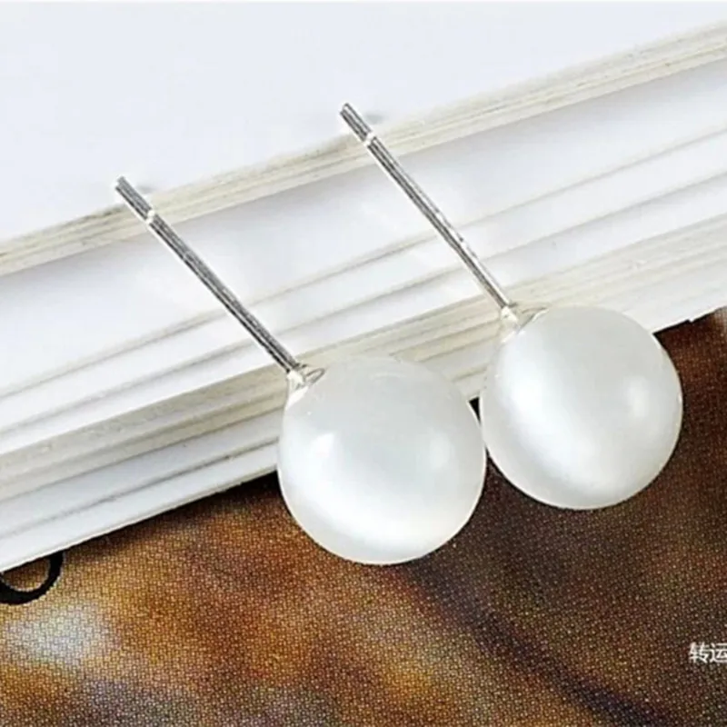 Простые серьги-гвоздики кошачий глаз женские модные простые гипоаллергенные