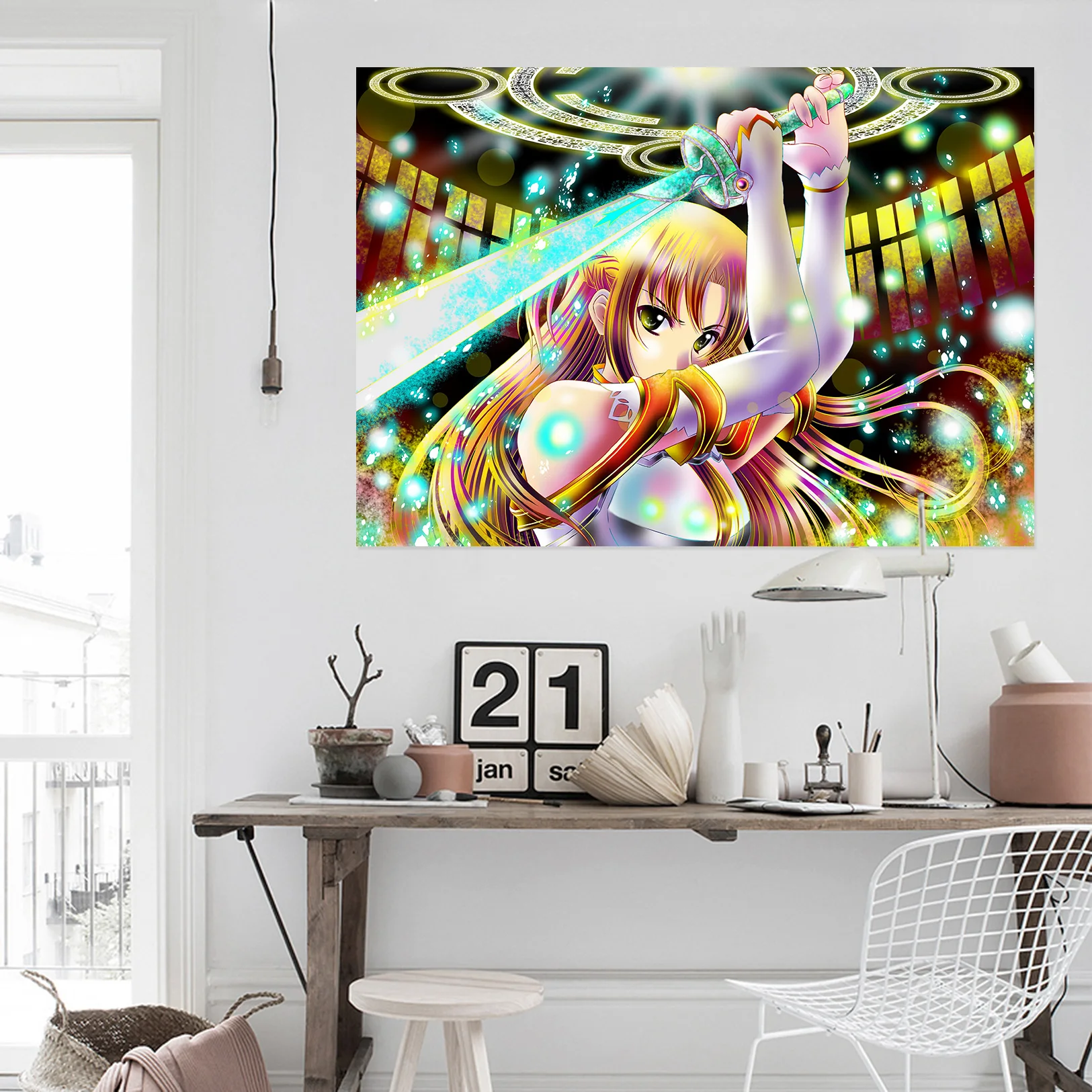 Самоклеящиеся 3D обои с изображением меча онлайн 841 японские аниме настенные