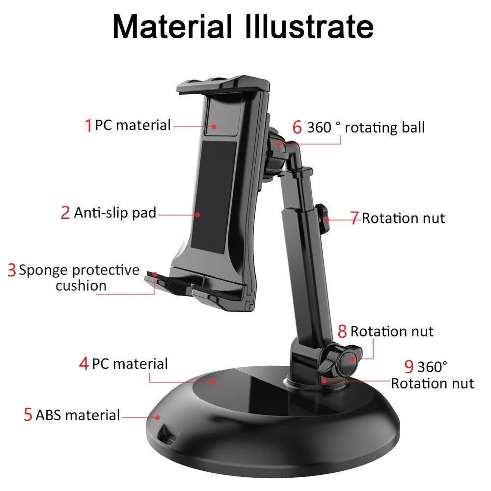 

Universal adjustable ABS material tablet holder for iPhone Huawei mobile phone holder desktop holder iPad