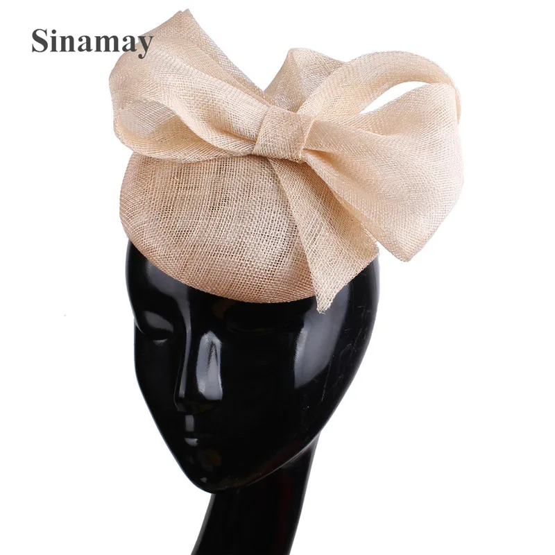 Четырехслойный женский фасцинатор высокого качества из синамая с головной повязкой, бантом и креплением на волосы для свадебной вечеринки.