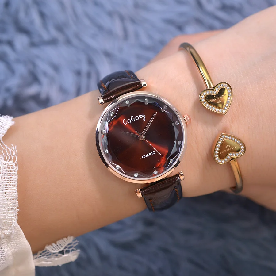Повседневные женские часы Gogoey кварцевые с кожаным ремешком montre femme|Женские