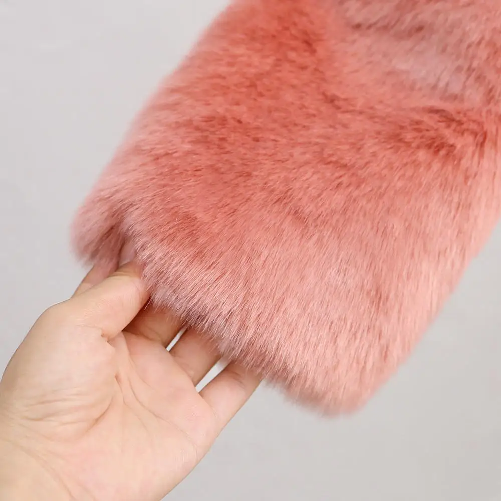 2019 зимние однотонные меховые куртки с отложным воротником Женская Повседневная