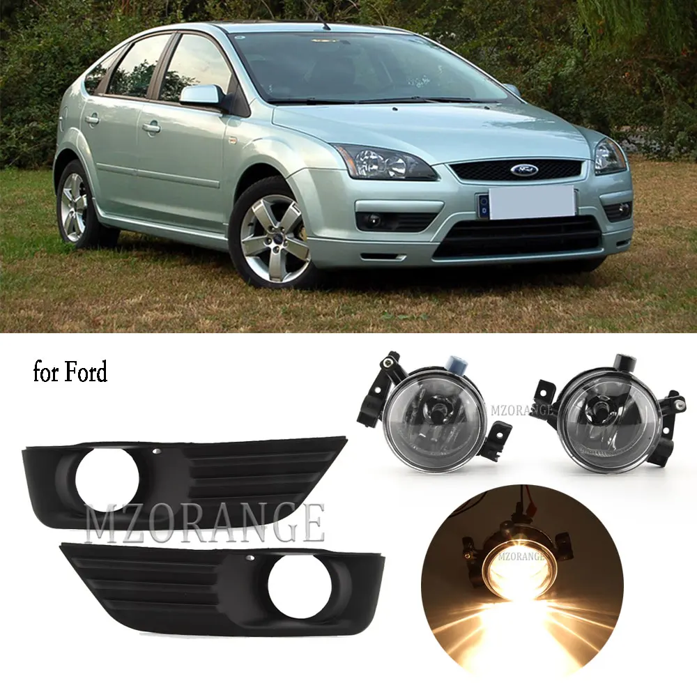 A Pair Fog lamp Assembly Lights for Ford Focus MK2 2004-2010 Light Covers Frame Grill headlight Wire Switch Kit | Автомобили и