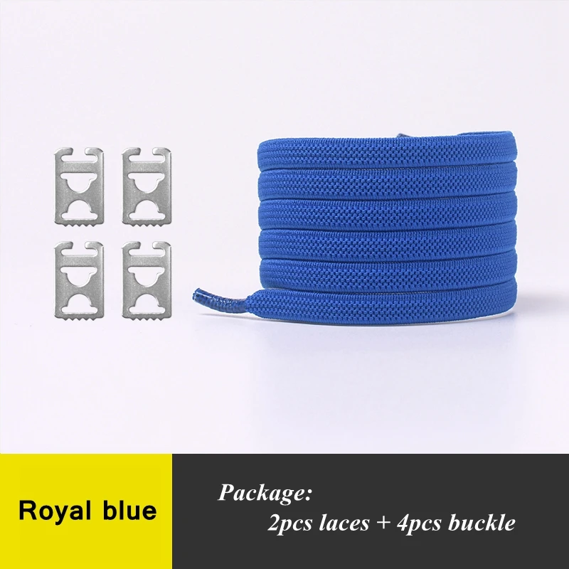 Royal blue Шнурки для обуви без завязок, эластичные шнурки, простые, удобные, быстрые, плоские шнурки, модные кроссовки для отдыха, шнурки для отдыха, 1 пара - Цвет: Royal blue