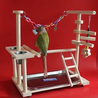 wood parrot playground bird perch with ladders feeder parrot bite toys bird frame stand cage bird suspension bridge