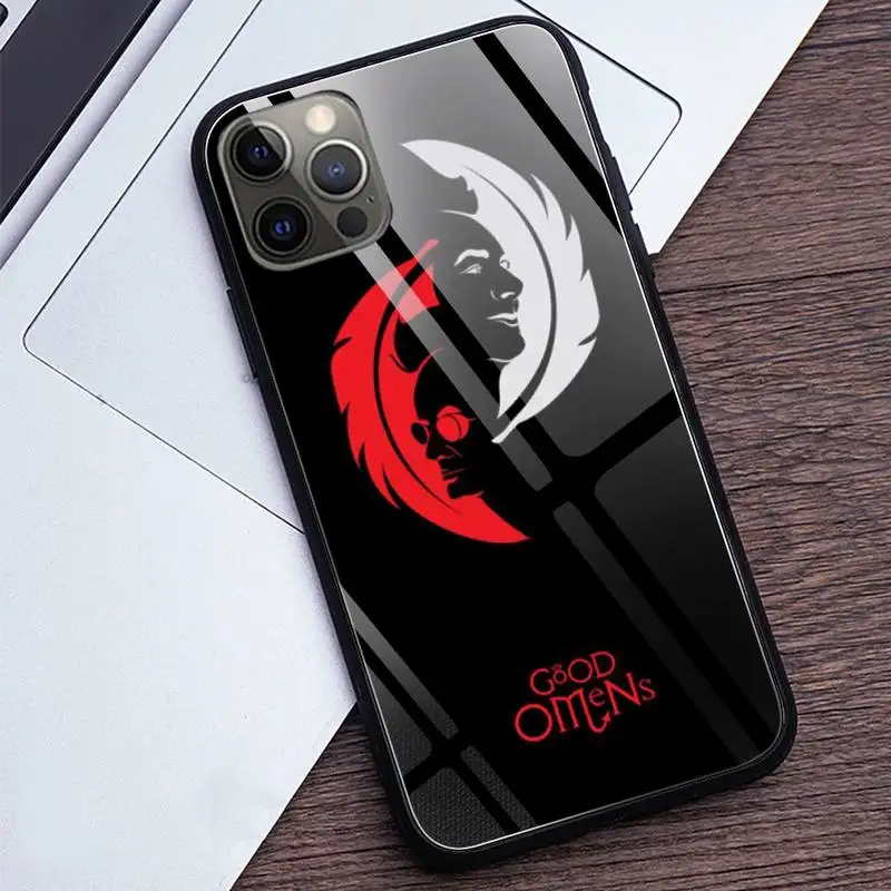 

Good Omens Angel And Demon Phone Case Phone Case Tempered Glass For IPhone 11 12 Pro Mini XR XS MAX 8 X 7 6S 6 Plus SE 2020 Case