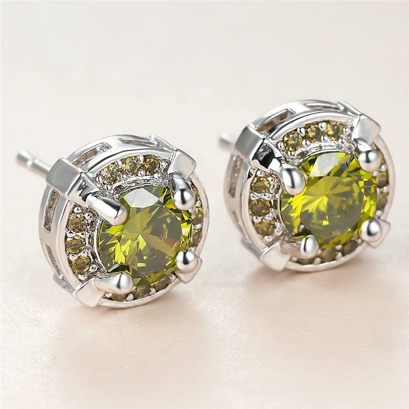 Роскошные женские серьги оливково-зеленого цвета с кристаллами очаровательные