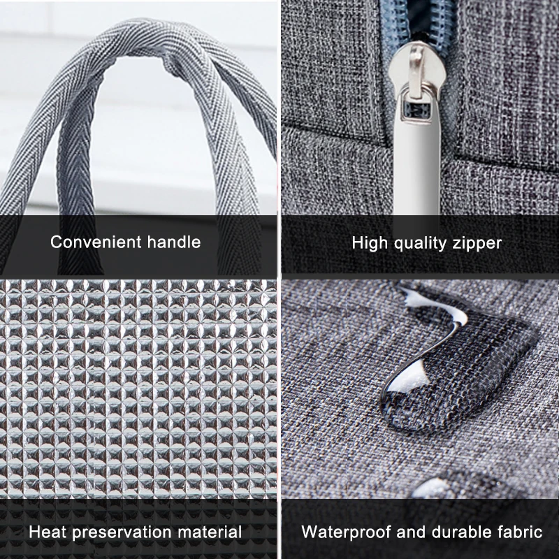 

Fresh Cooler Bags Waterproof Nylon Portable Zipper Thermal Oxford Lunch Storage Bags For Women Convenient Lunch Box Food Bags