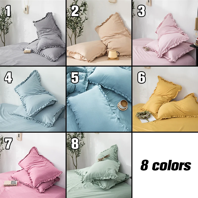 

Nordic Style 1 Pair Grey Lotus Leaf Pillow Case Sofa Throw Pillows Washed Linen Cushion Cover Girls Room Decor Pillowcase