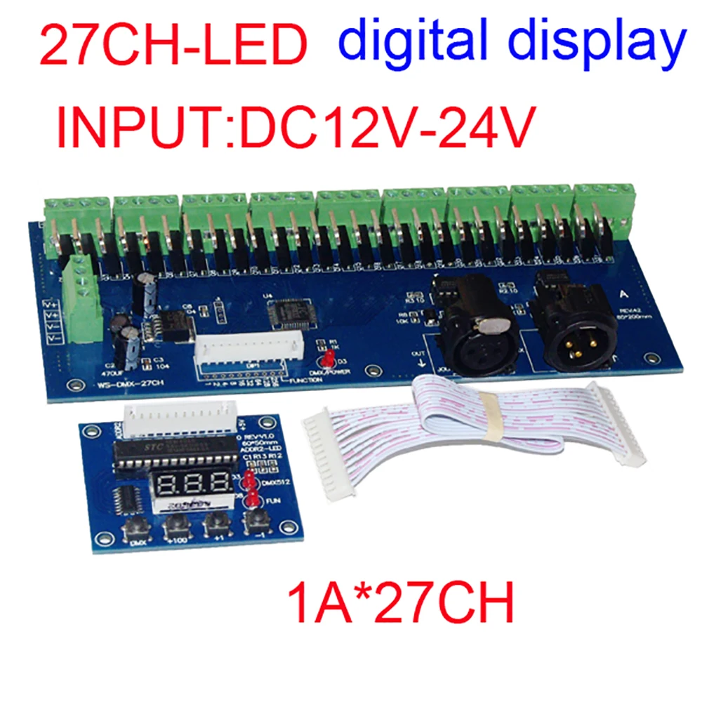 27CH DMX512 плата декодирования внешний цифровой дисплей адрес код вход 12В-24В | Лампы и